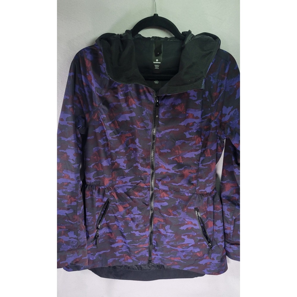 Lululemon Rain For Daze Jacket II Hounds Camo Emperor Blue Black Size 6